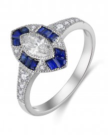 MARQUISE STYLE COLORED STONE DIAMOND RING (TR3543)